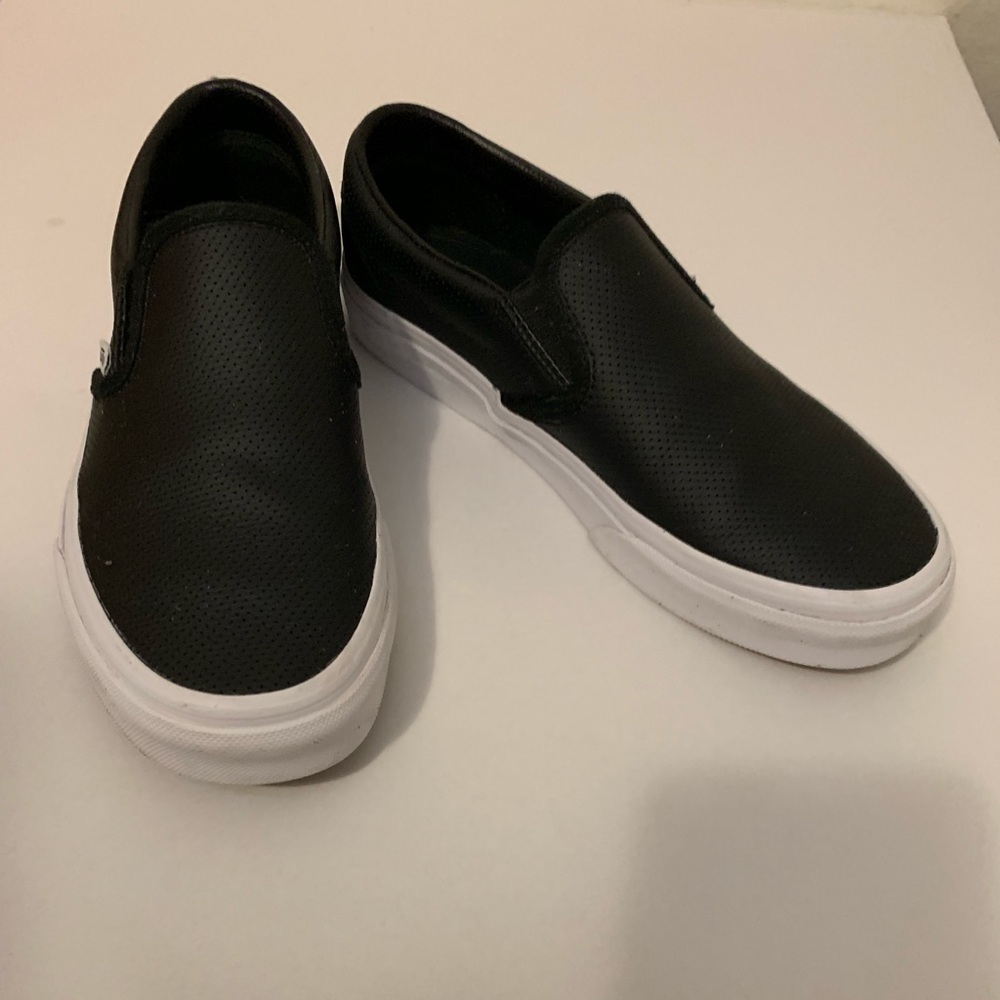 Vans leather slip on shoes